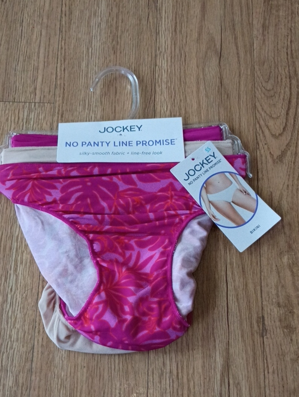 Jockey No Panty Line Promise Bikini 3-Pack - Hot Pink Floral & Nude